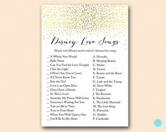 Gold Bridal Shower Games, Love Song Game, Love Song Match Game, Bridal Shower Game, Bridal Shower Games Download BS472B