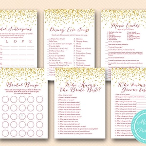 Burgundy Bridal Shower Game Printable, who knows bride best, bridal scattergories, love song match, bridal bingo, burgundy and gold, BS400