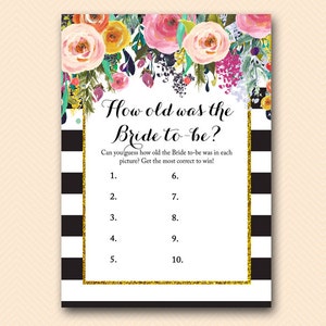 How Old Was the Bride, Guess the Age of Bride, Whimsical Garden, Bridal ...