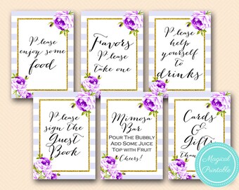 lavender, purple  Printable Signs, Cards Gifts, Welcome, Favors, purple  Bridal Shower Signs, Baby Shower Sign, Wedding Sign BS411 TLC411