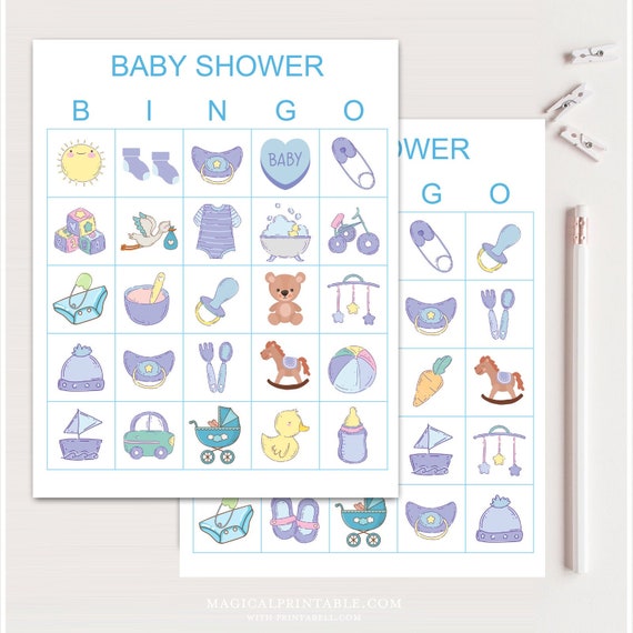 100x Boy Bingo Baby Shower Cards, Printable Baby Shower bingo, Baby Shower Prize game, fun baby bingo, Boy baby shower bingo bs701 Il_570xn