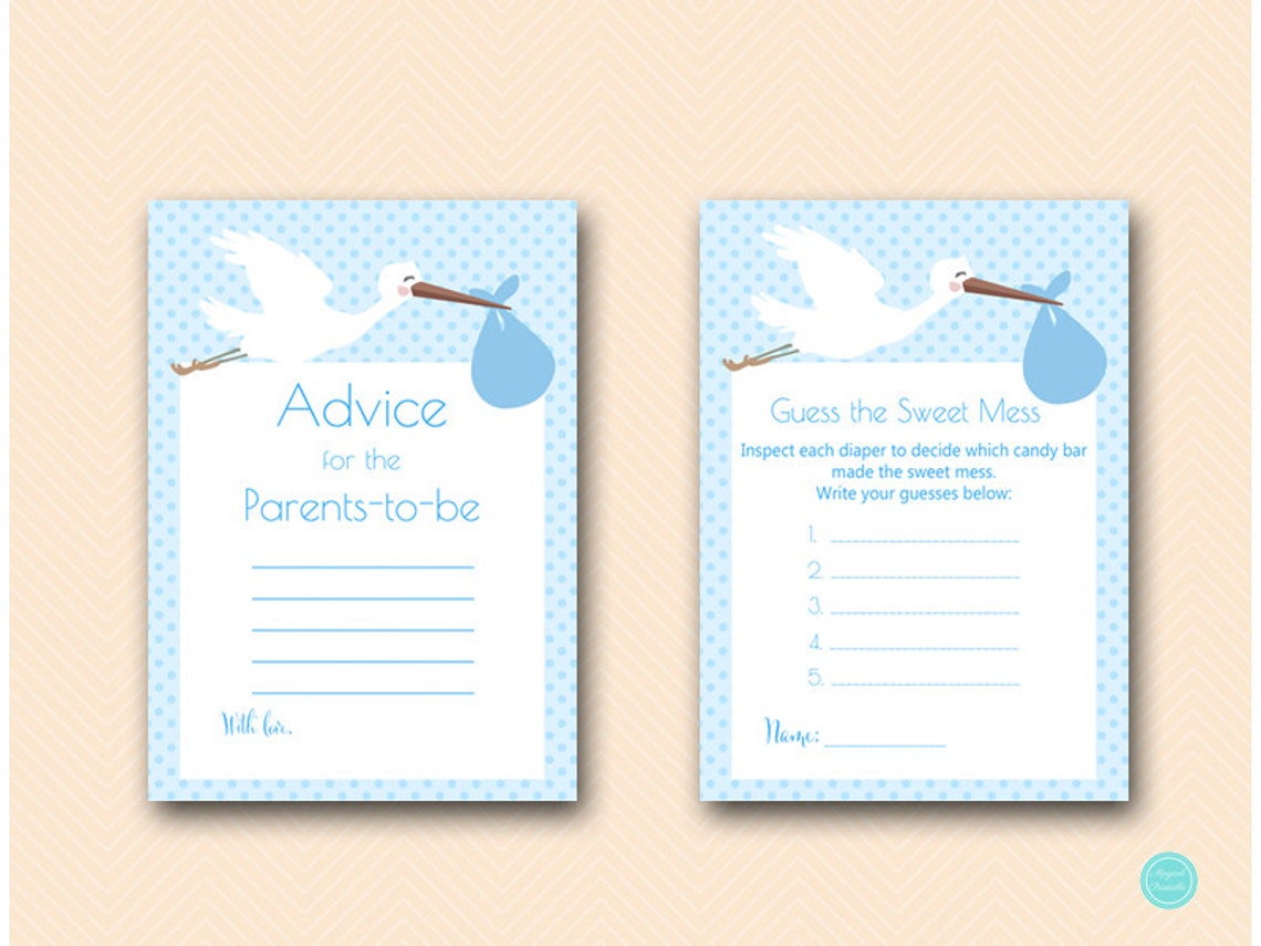 Blue Stork Baby Shower Game Pack, Stork Baby Shower Game Printables ...