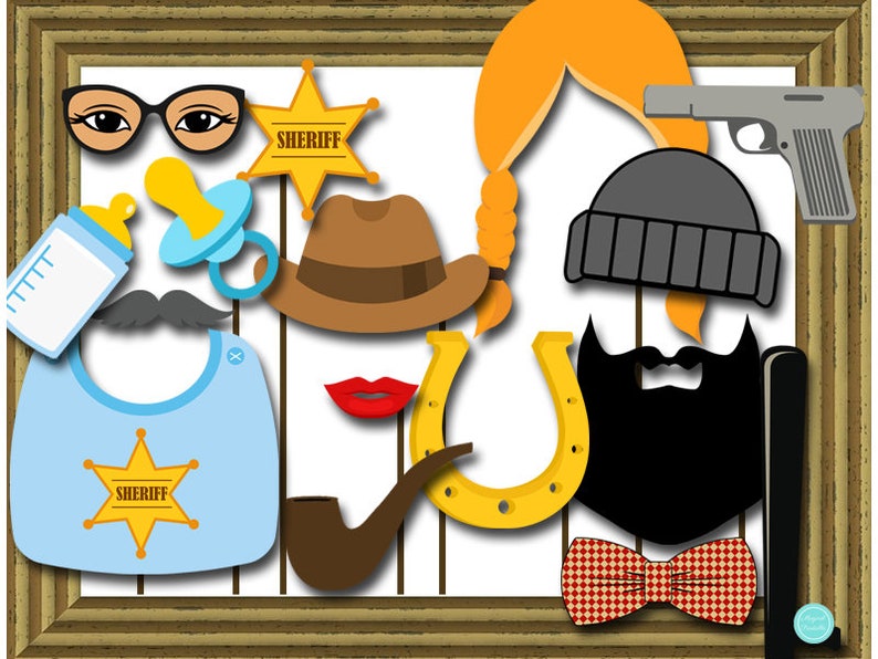 DIY Boy Cowboy Photobooth Props Cowboy Baby Shower Photo Booth Party Props Printable Props DIY photobooth PB108