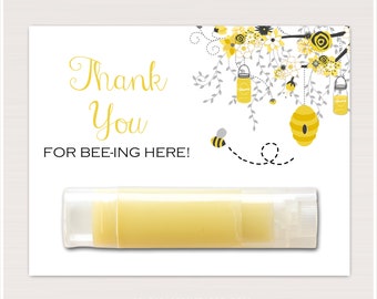 Thanks for BEEing Here Tag for Lip Balm, Instant Download Bee Thank you Tags, Bee Baby Shower Favors, Bee Gender Reveal BS29 BS185 TLC185