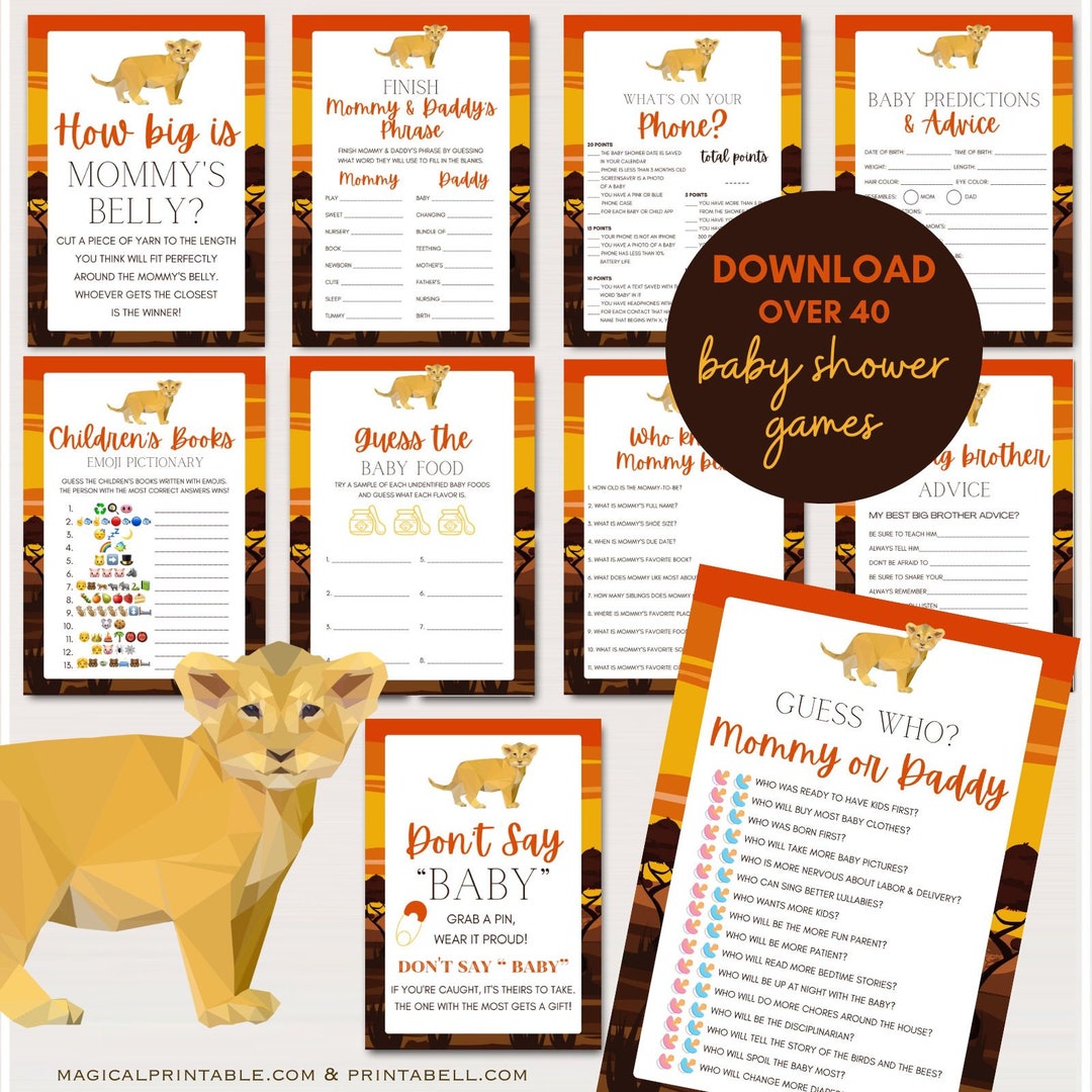Leeuw baby shower games bundel, Safari Lion baby shower, Safari baby shower  games, koning van de jungle, baby shower games sjabloon, TLC765 - Etsy  België, image size:1080x1080