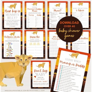 Löwe-Babypartyspiele-Bundle, Safari-Löwe-Babyparty, Safari-Babypartyspiele, König des Dschungels, Babypartyspiele-Vorlage, TLC765