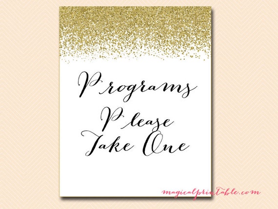 Wedding program sign, instant download, program sign, wedding sign, Gold Glitter Bridal Shower Sign, baby Shower Sign BS88 SN21 Il_570xn