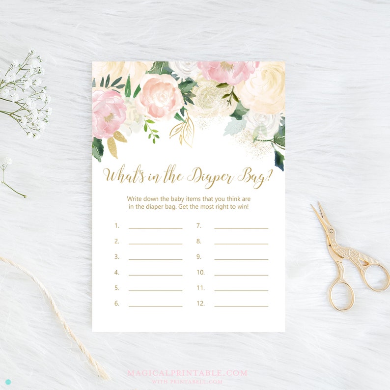 Blush Pink What's in the Diaper Bag Game Printable Etsy