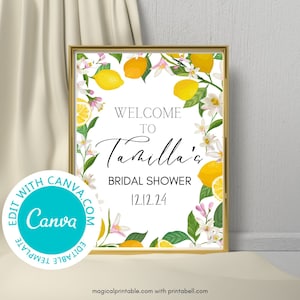 Editable Citrus Lemon Party Sign, Lemon Wedding, Lemon Birthday Signs, Lemons Baby Shower Sign, Citrus baby shower decor, TLC746 canva