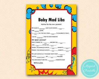 Baby Mad Libs, Advice for the parents, Baby Shower Game Printable, Baby Shower Games & Activities, Instant Download Games Printable TLC147