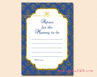 Advice for mommy to be, advice for new mommy, advice cards for baby boy, Royal Prince Baby Shower Games Printable, Baby Shower TLC109