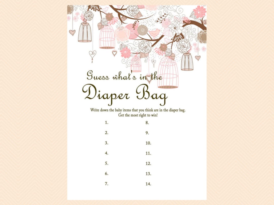 What's in the Diaper Bag Game, What's in the Bag Game, Girl, Bird Cage