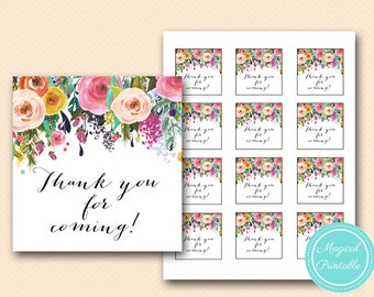 Bridal Shower Favor tags, floral Chic Thank you Tags, Square Toppers, Printable Thank you tags, Printables toppers, BS138 SN34 BS402 TLC140