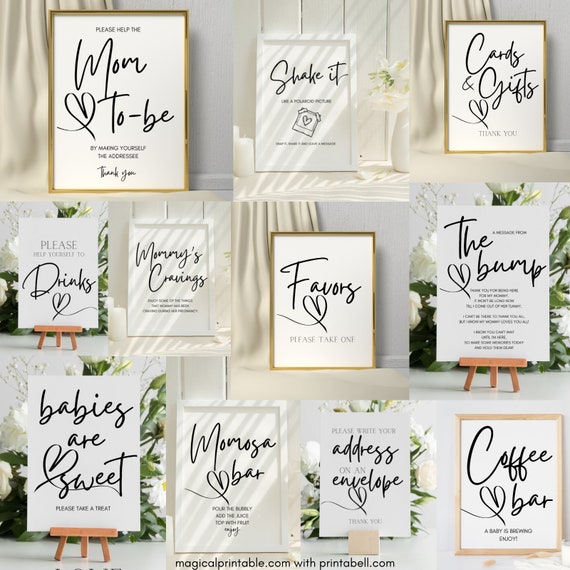 Modern Minimalist Baby Shower signs, Modern Baby shower decors, Minimalist Wedding decors, Modern bridal shower decors, Minimalist TLC723 Il_570xn