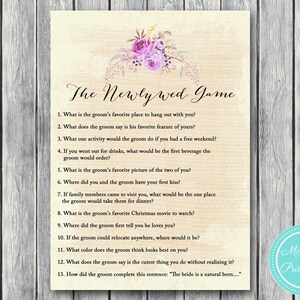 The newlywed game, how well does bride know the groom,  Bohemian, Boho Bridal Shower Game download, Bachelorette, Wedding Shower BS168