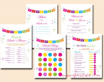 Fiesta Bridal Shower Games Package, Luau Bridal Shower Games, Bachelorette, Wedding Shower Games BS136