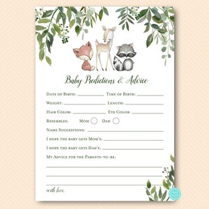 Bois de verdure, Prédictions et conseils pour bébé imprimables, Prédictions pour bébé, Prédictions pour bébé, Jeux de douche de bébé, bois TLC653
