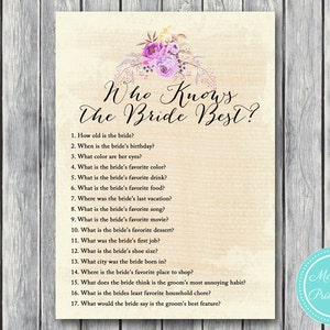 Boho Bridal Shower Game Printable, Bohemian Bridal Shower Games, Purple Floral Bridal Shower, Wedding Shower BS168 image 3