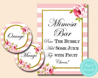 Pink and Gold Mimosa Bar Sign, Mimosa Bar Printable, Mimosa Juice Tags, Mimosa Sign, Mimosa Bar, Shower Decorations BS11 SN27 tlc50