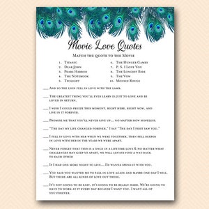 Peacock Bridal Shower Games Package Deal, Download, porn or polish, would they rather, love quote match, movie quote, over or under, BS555 image 7