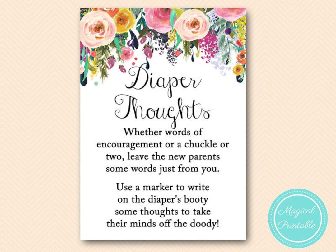 Diaper Text Diaper Thoughts, Late Night Diapers, Write Message on Diaper, Floral ...