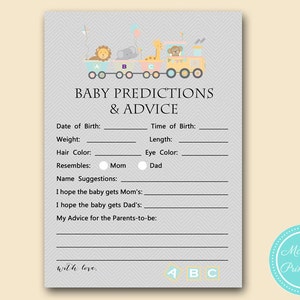 Prédictions et conseils pour bébé imprimables, prédictions pour bébé, prédictions pour bébé, jeux de douche de bébé, activités de douche de bébé TLC54