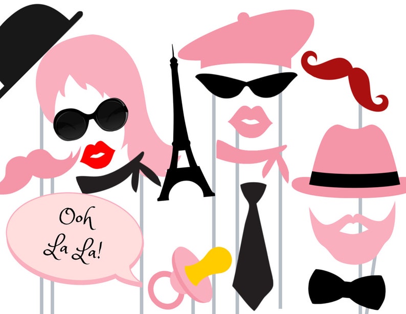 Print Yourself Parisian Party Photo Booth Party Props image 1
