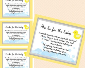 Books for baby, bring a book insert, bring a book instead,  Duck Theme, Rubber Duck Baby Shower Game Printables, Gender Neutral Games, TLC35