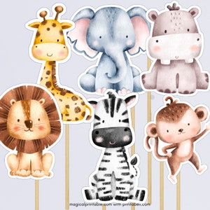 Printable Jungle Animals Centerpieces, Safari animals Cutouts, Jungle Cake Topper, Jungle Baby Shower Decorations, Safari Birthday, TLC724