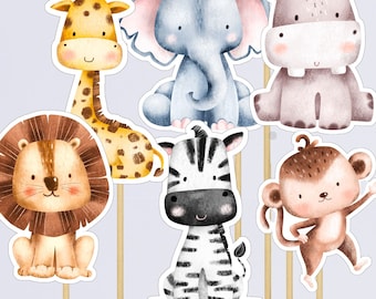 Printable Jungle Animals Centerpieces, Safari animals Cutouts, Jungle Cake Topper, Jungle Baby Shower Decorations, Safari Birthday, TLC724