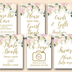 Pink Blush Floral Bridal Shower Table Signs, Blush Bridal Shower Signs, Decoration Signs, Favors sign, Blush floral, blush bs530z tlc530z