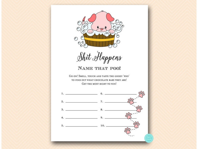 Shit Happens Baby Shower Games Guess the Sweet Mess Dirty Etsy