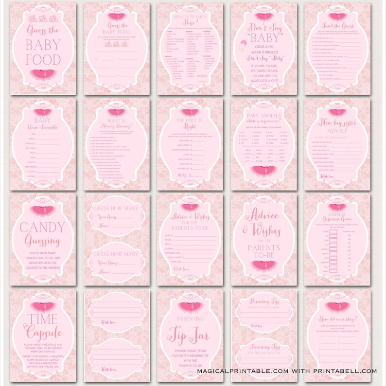 Tutu Ballerina Baby Shower Game Pack, Ballet baby shower game Printables, ballet Baby Shower, pink tutu baby shower, tiny dancer, TLC36 image 4