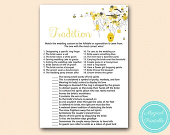 Why do we do that, Wedding Tradition Quiz, Honey Bee Bridal Shower Game Printable, Bachelorette, Wedding Shower BS185
