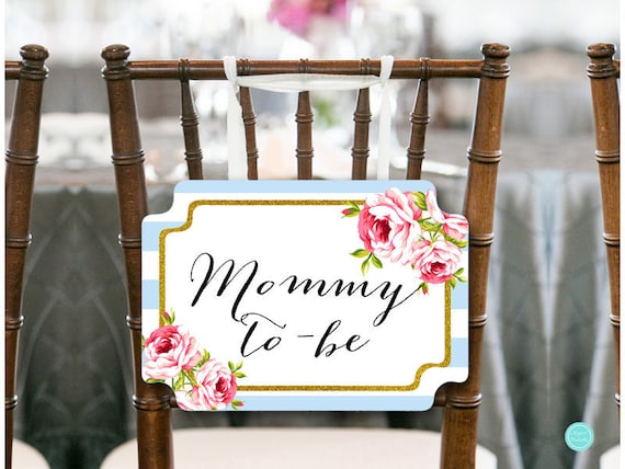 Baby Blue Gold Mommy To Be Chair Banner Baby Shower Etsy