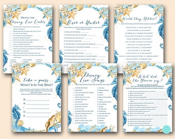 Beach Themed Bridal Shower Games Package, Instant Download, love quote match, would they rather, what did groom say games download BS520