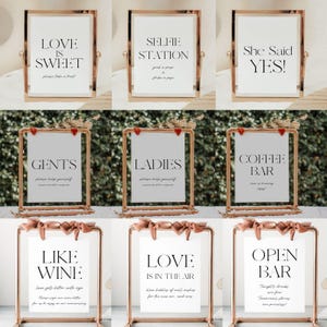 Modern Wedding Signs, Editable Template, Elegant, Minimalist, Printable Wedding Signs, Instant Download, Wedding Signs, BP827 canva