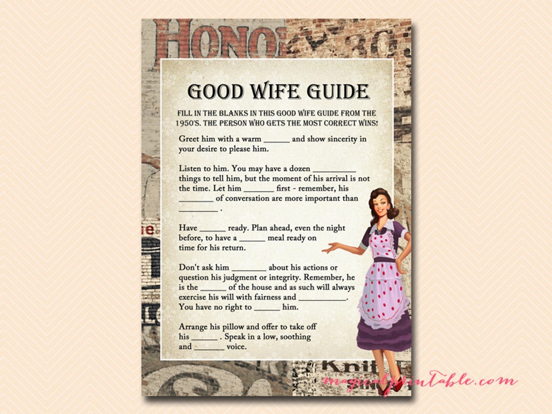 How to Be a Good Wife Guide Game 1950s Housewife Bridal