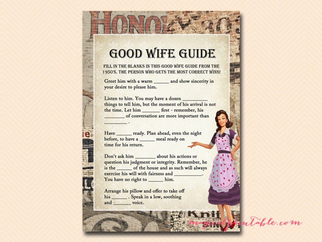 How to Be a Good Wife Guide Game 1950s Housewife Bridal