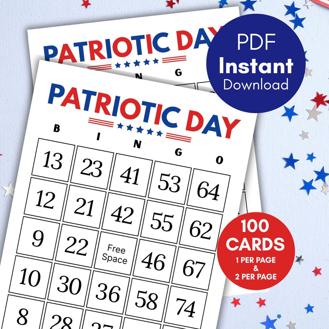 Patriotic Day Bingo, Printable Bingo Cards, Independence Day Bingo ...