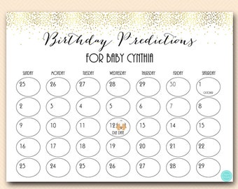 Baby Prediction Calendar, baby prediction calendar, baby due date calendar, guess the due date, due date calendar, due date sign TLC472 db