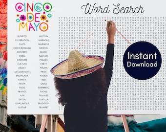 Gigantische woordzoeker Cinco de Mayo, fiesta, afdrukbare woordzoeker Cinco de Mayo, download pdf, woordzoeker gigantische woorden, woordzoeker Mexico, TLC727