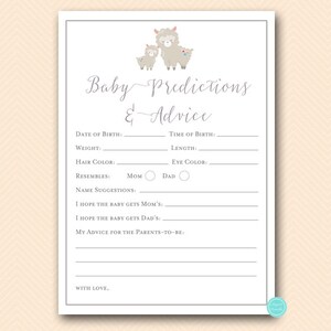 Prédictions et conseils de bébé lama imprimables, prédictions pour bébé, prédictions de bébé, douche de bébé, activités de douche de bébé TLC603