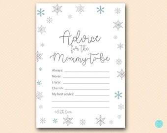 Winter Baby Shower Games, Advice for mommy to be, advice for new mommy, Baby Shower Game, Baby Shower Activities, Baby Shower Advice TLC491