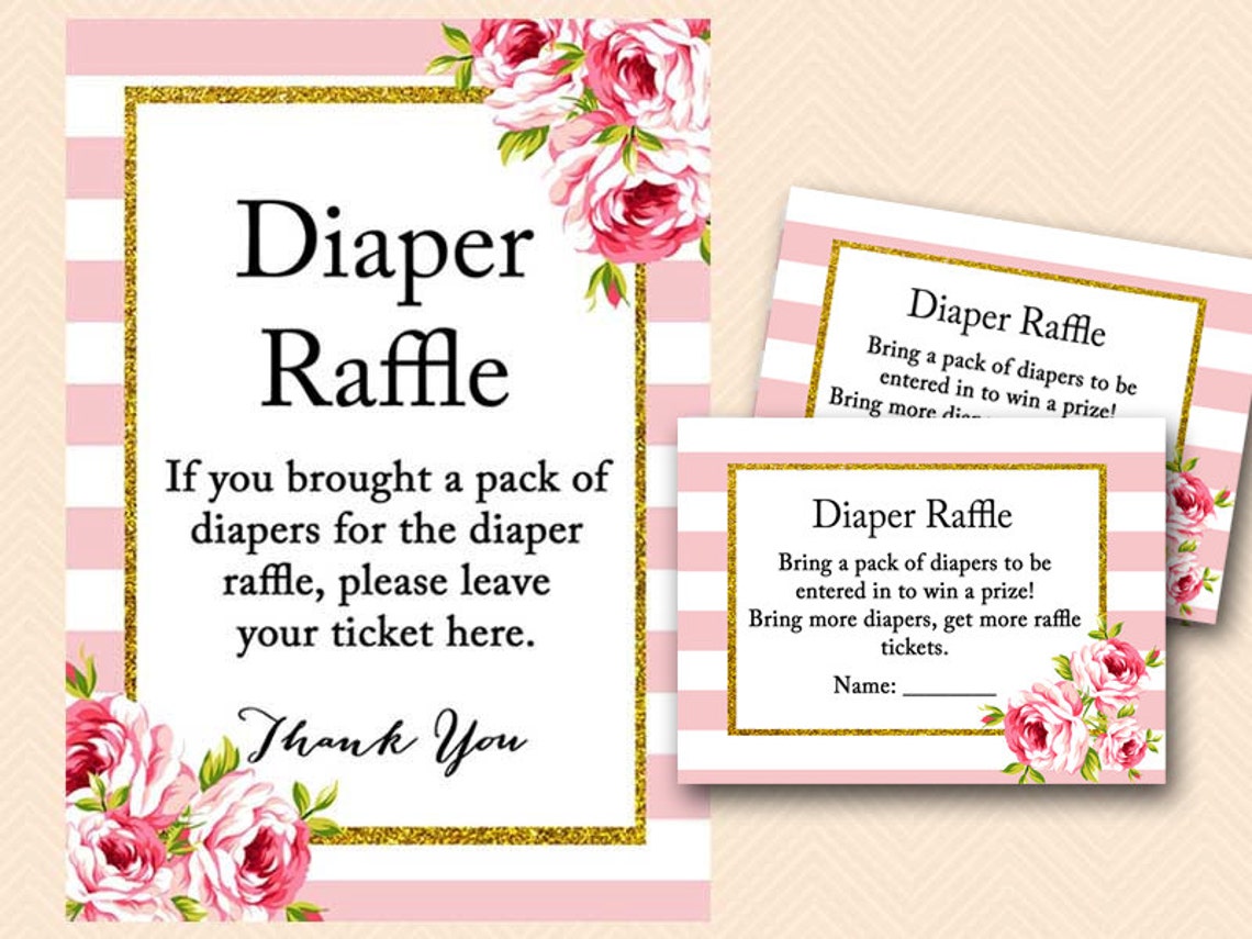Diaper Raffle Infocard Gold Diaper Raffle Ticket, Diaper Raffle Card, Diaper Raffle Printable ...