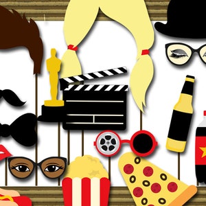 Print Yourself Movie Photo Booth Party Props, Movie Star Props, Cinema Photobooth, Instant Download, Hollywood Photobooth PB105
