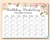 Peonies Baby Shower Birthday Predictions, Printable Baby Shower Due Date Calendar and Birthday Guess, Baby Shower Activity WC51 Il_170x135