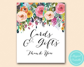 Cards and Gifts sign, thank you sign, Baby, Wedding Signage, Wedding Sign Printable, Romantic Floral Bridal Shower BS138 SN34 TLC140 BP138