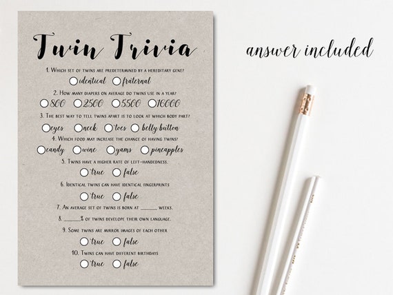 Twin trivia, Trivia baby shower games, Baby Trivia, Baby Facts, Twin Baby Shower Games Printables, grey modern mommy TLC596G Il_570xn