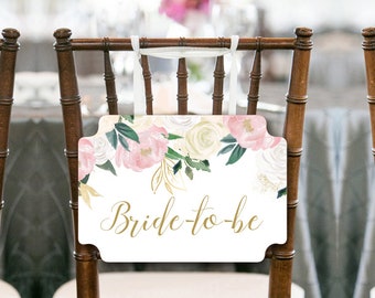 Pink Blush Bride Chair Sign, Bride to be Chair Banner, Blush Bridal Shower Decoration, Pink Bridal Shower Chair Banner, Bride Sign. BS530